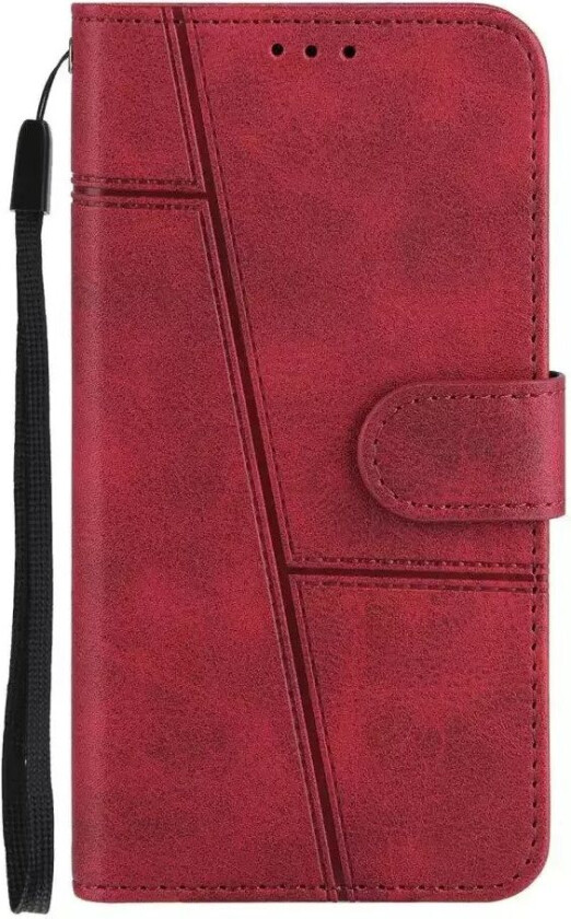 iPhone 8 Plus / 7 Plus Flippdeksel i Skinn med Lommebok og Stropp - Rød