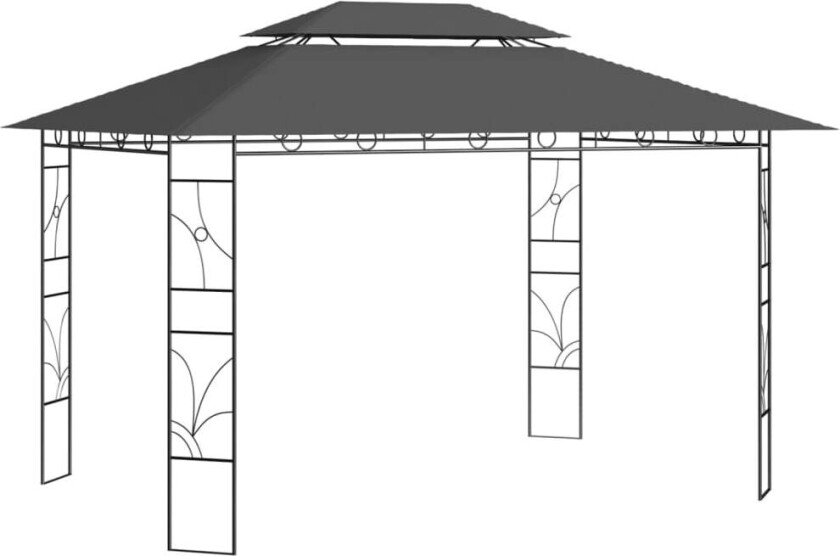 Paviljong 4x3x2,7 m antrasitt 160 g/m²
