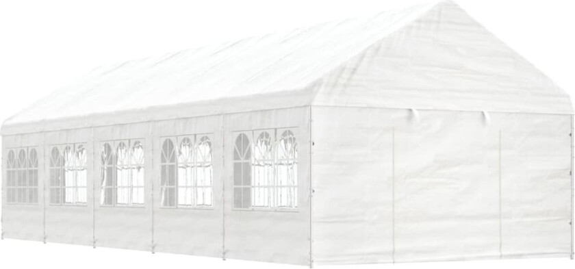 Paviljong med tak hvit 11,15x4,08x3,22 m polyetylen