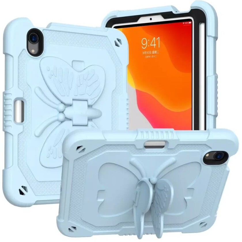 iPad Mini (2021) Butterfly Kickstand Barnedeksel - Blå