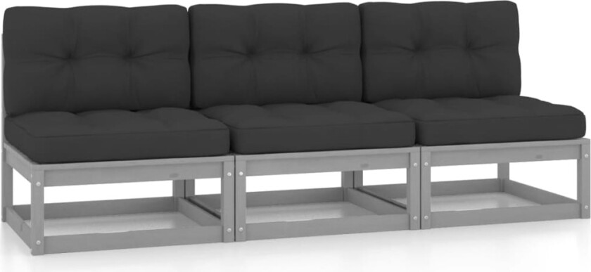 Sofa med puter 3-seters heltre furu