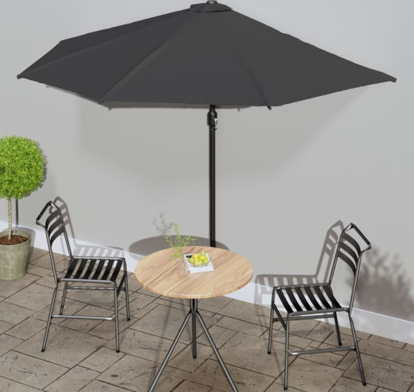 Balkongparasoll med aluminiumsstang antrasitt 300x155 cm halv