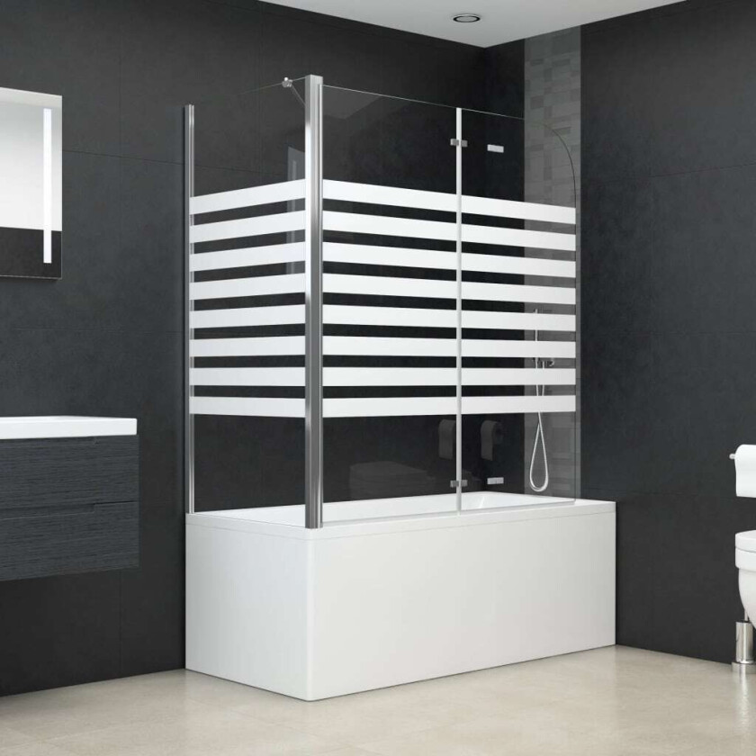 Badekarvegg 120x68x130 cm herdet glass stripet