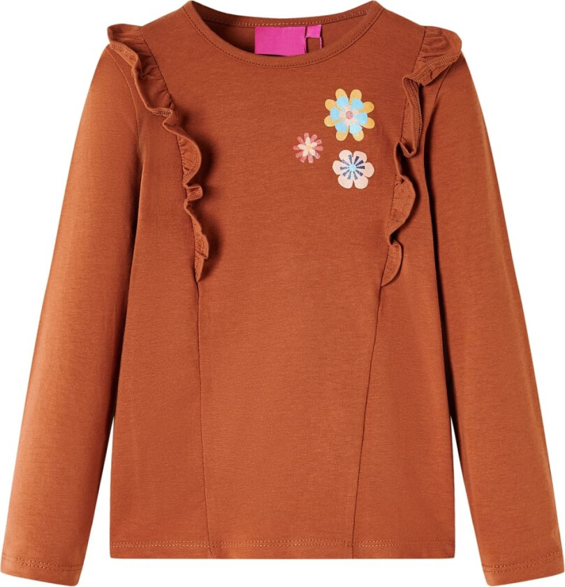 T-skjorte for barn med lange ermer konjakk 116