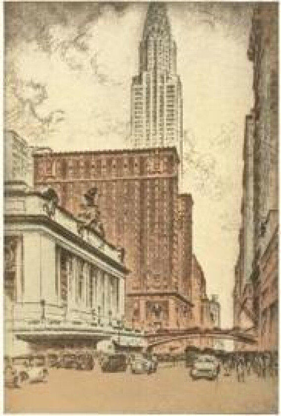 Vintage Journal Grand Central Station and Chrysler Building Illustration