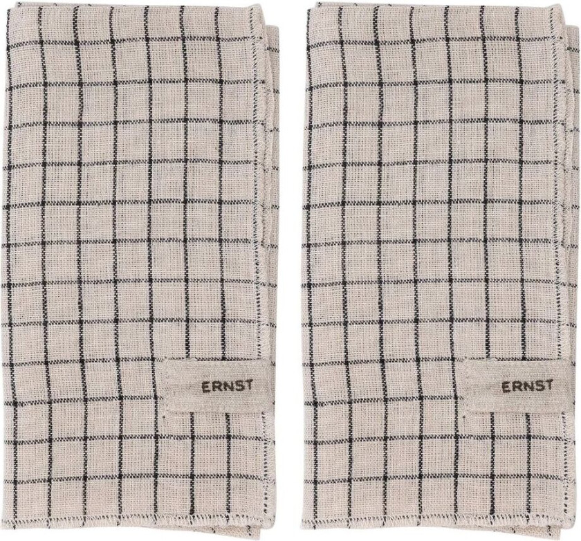 servietter 2-pakning rutete 40 x 40 cm Svart-beige