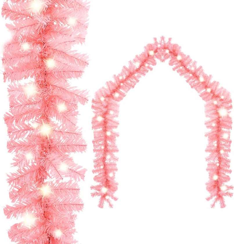 Julekrans med LED-lys 20 m rosa