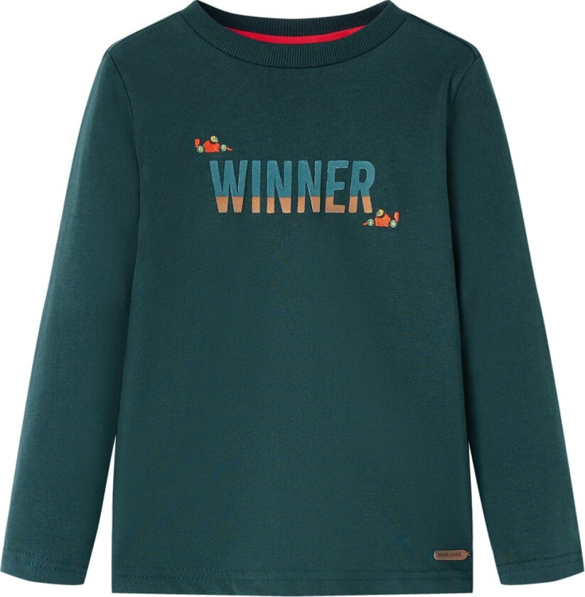 T-skjorte for barn med lange ermer mørkegrønn 104