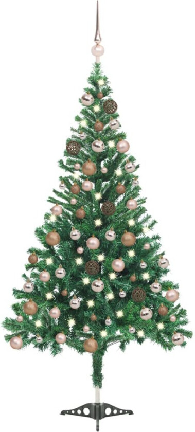 Forhåndsbelyst kunstig juletre med kulesett 180 cm 564 grener