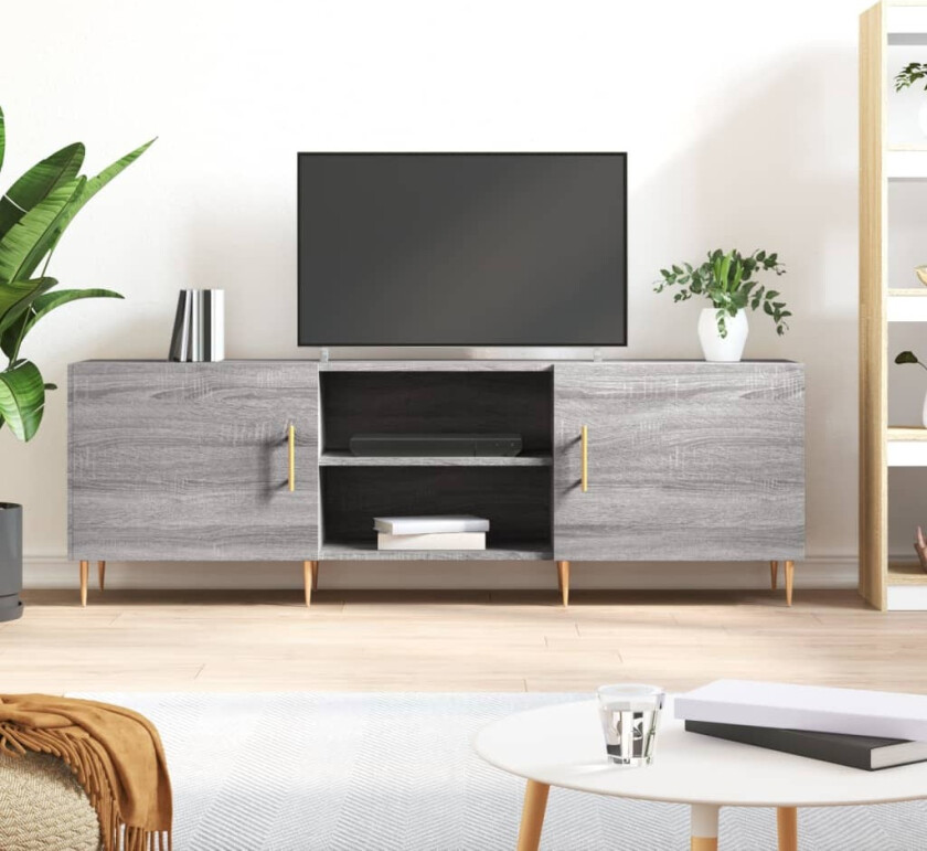 TV-benk grå sonoma 150x30x50 cm konstruert tre
