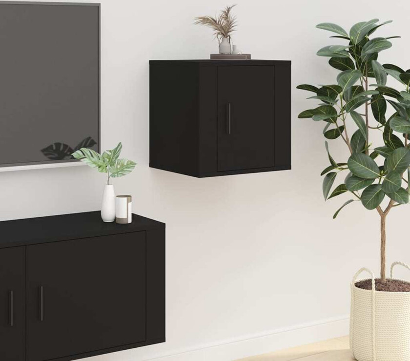 Vegghengt TV-benk sort 40x34,5x40 cm