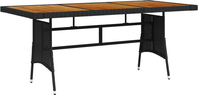 Hagebord svart 160x70x72 cm polyrotting og heltre akasie