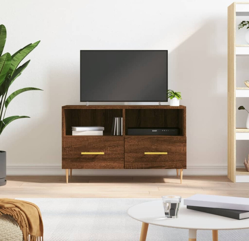 TV-benk brun eik 80x36x50 cm konstruert tre