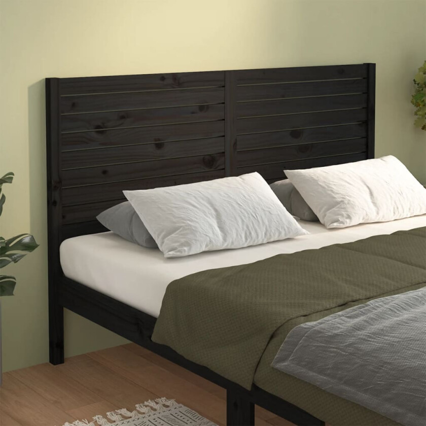Sengegavl svart 156x4x100 cm heltre furu