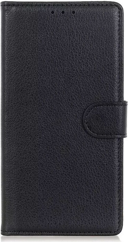 Samsung Galaxy M12 Litchi Skinndeksel med Lommebok - Svart