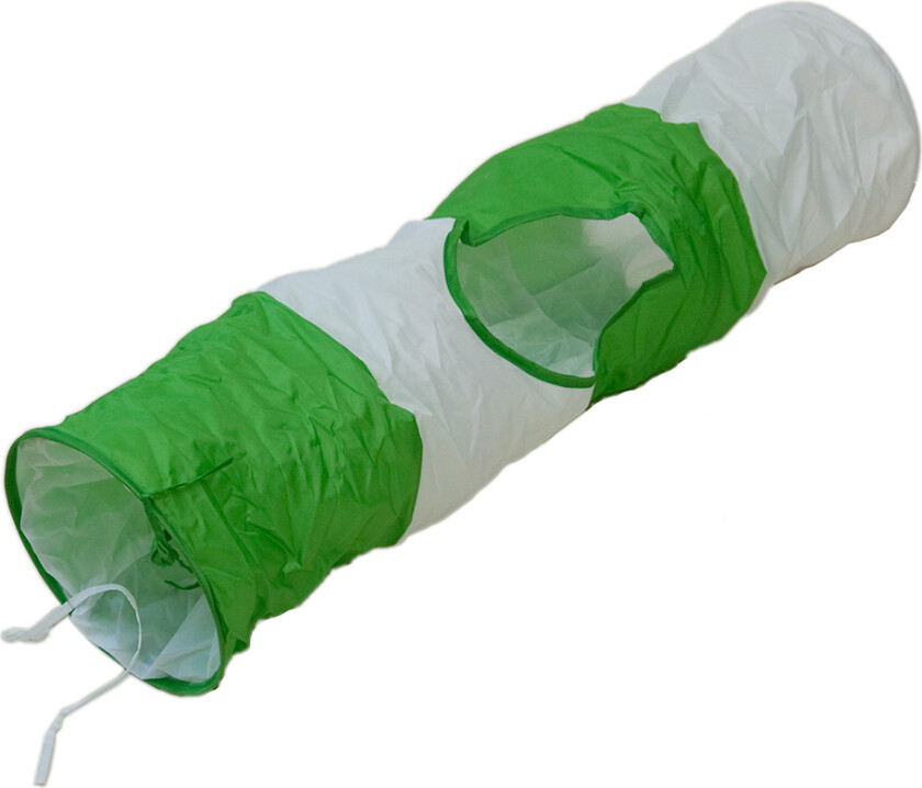 Kattetunnel grønn/hvit - L 100 x Ø 24 cm