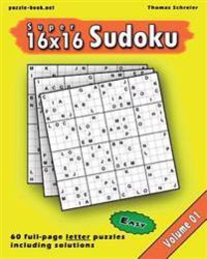 16x16 Super Sudoku: Easy 16x16 Full-Page Alphabet Sudoku, Vol. 1
