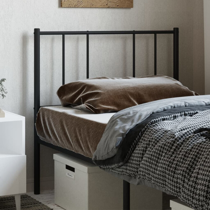 Sengegavl i metall svart 90 cm