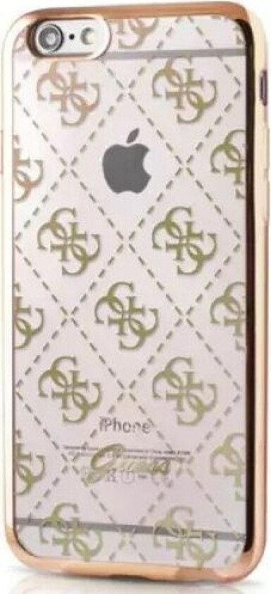 Guess iPhone 6/6s Signature Heard. Gjennomsiktig Fleksibelt Deksel Gull