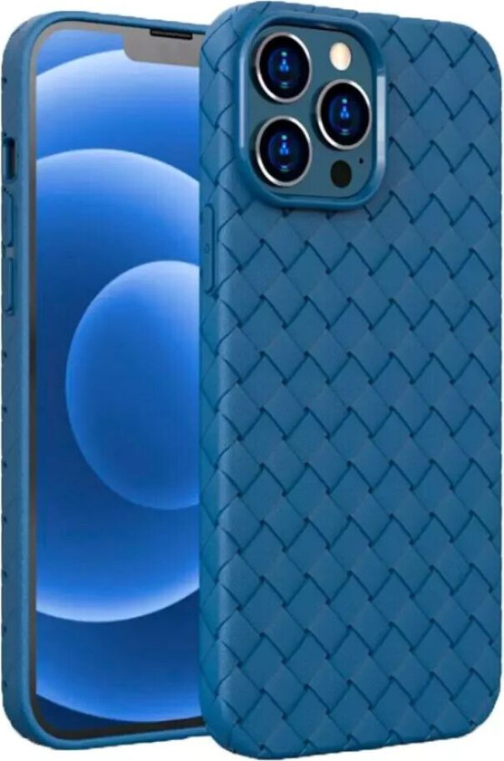 iPhone 15 Fleksibelt Plastdeksel - Flettet Design - Blå