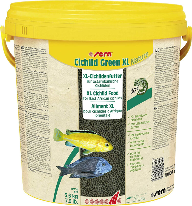 sera Cichlid Green XL Nature Granulatfôr til ciklider - 10 l