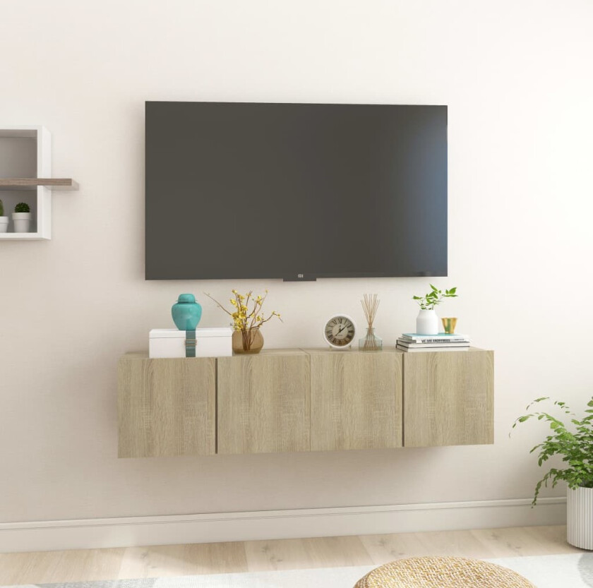 Hengende TV-benker 2 stk sonoma eik 60x30x30 cm