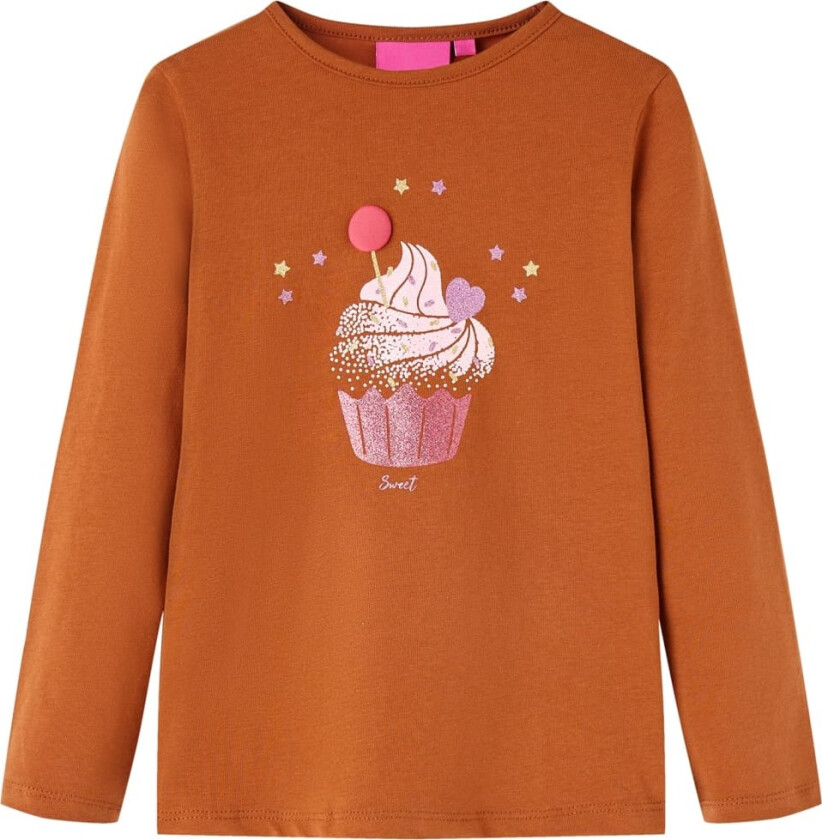 T-skjorte for barn med lange ermer konjakk 104