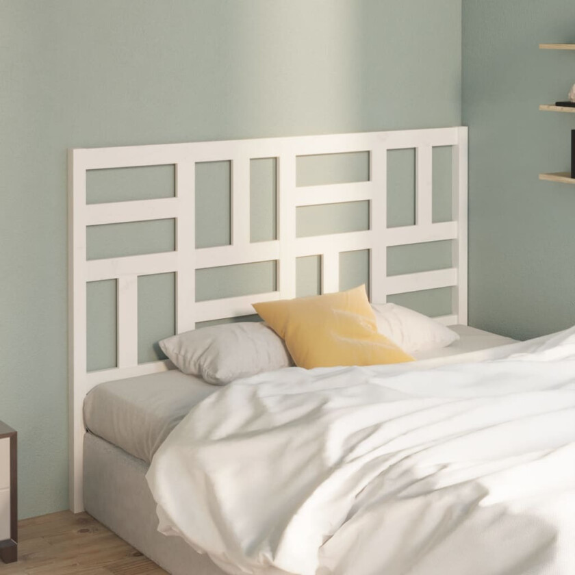 Sengegavl hvit 126x4x104 cm heltre furu
