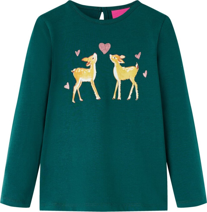 T-skjorte for barn med lange ermer mørkegrønn 116