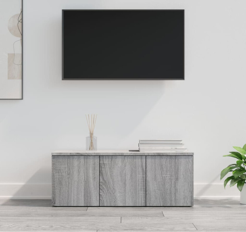 TV-benk grå sonoma 80x34x30 cm konstruert tre