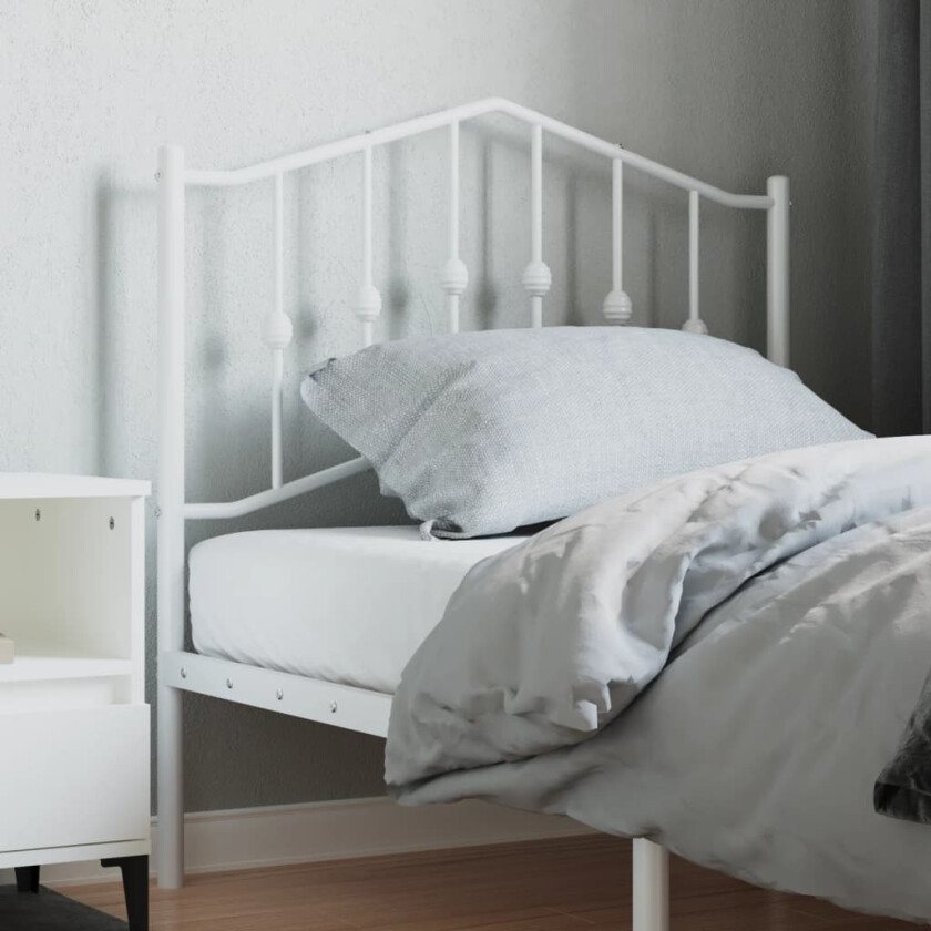Sengegavl i metall hvit 90 cm