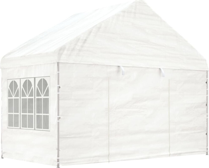 Paviljong med tak hvit 4,08x2,23x3,22 m polyetylen