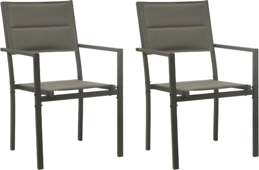 Hagestoler 2 stk textilene og stål grå og antrasitt