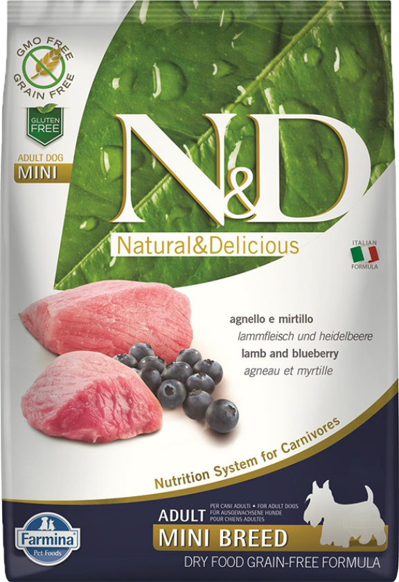N&D Dog Grain-Free Lamb & Blueberry Adult Mini 2,5 kg