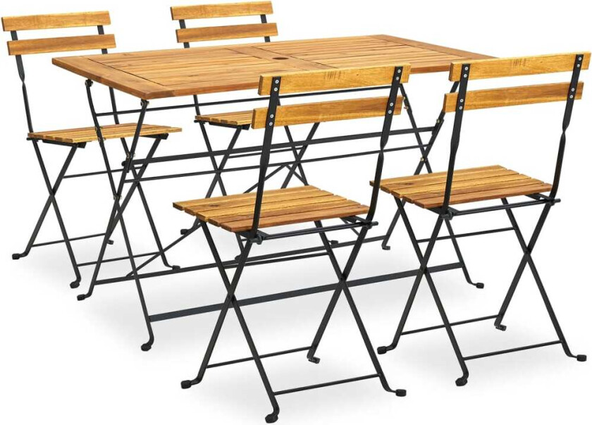 Utendørs sammenleggbar spisestue 5 deler heltre akasie