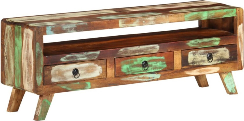 TV-benk 110x30x40 cm gjenvunnet heltre flerfarget