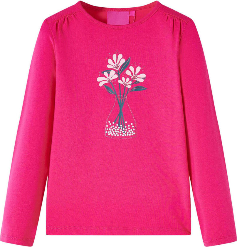 T-skjorte for barn med lange ermer knallrosa 92