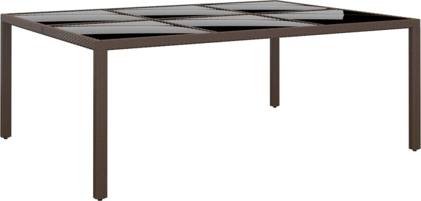 Hagebord med glassplate brun 200x150x75 cm rotting