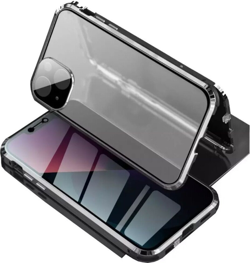 iPhone 13 Magnetisk Privacy Glass Deksel - Bak Og Front - Svart