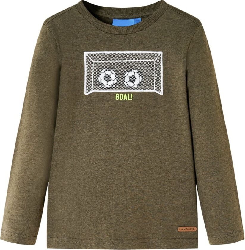 T-skjorte for barn med lange ermer kaki melert 116