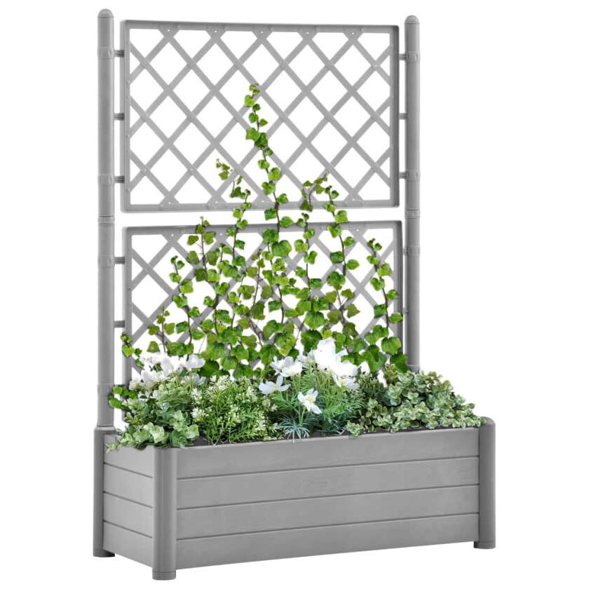 Plantekasse med espalier 100x43x142 cm PP steingrå