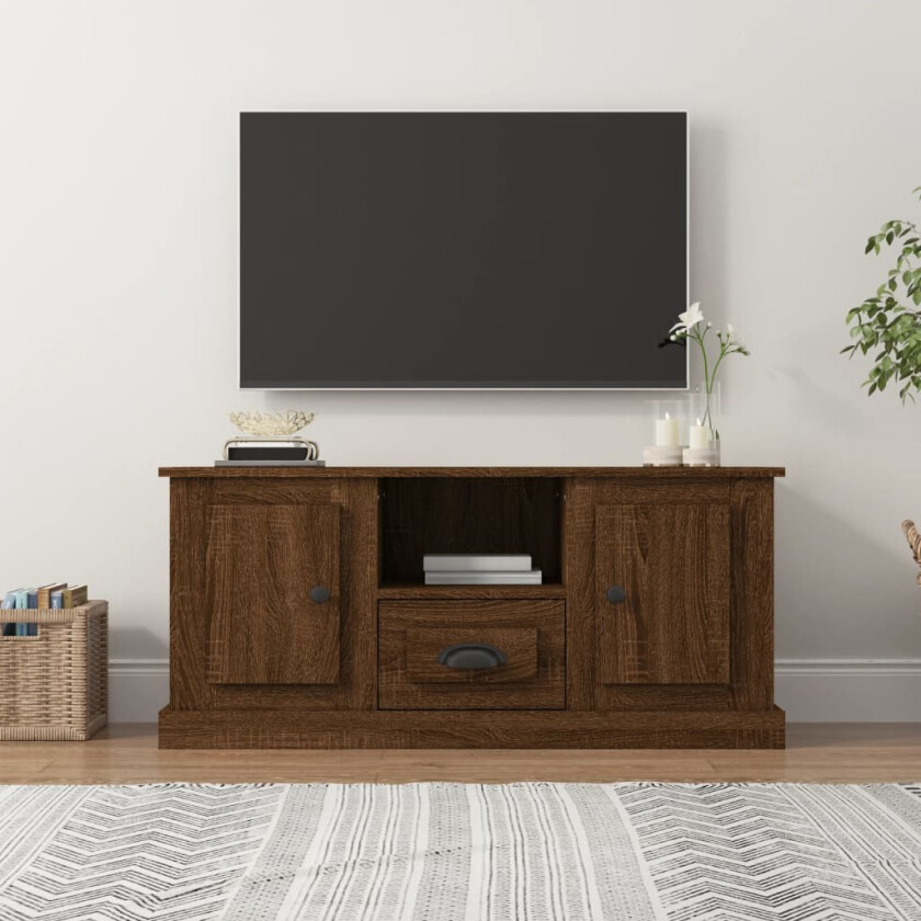 TV-benk brun eik 100x35,5x45 cm konstruert tre