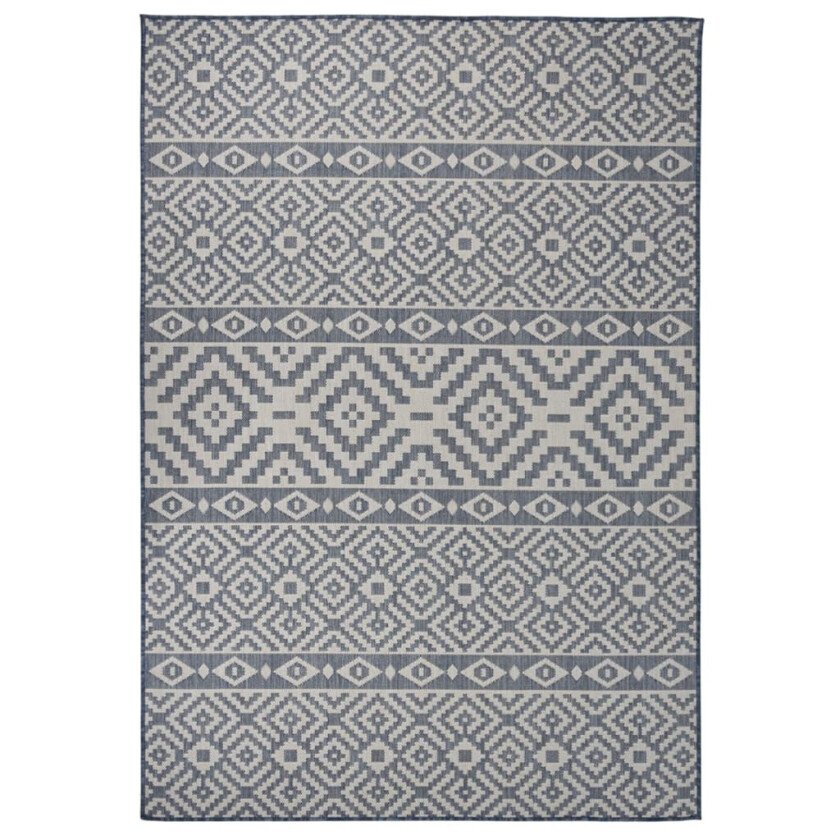 Utendørs flatvevd teppe 160x230 cm blå striper
