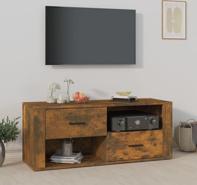 TV-benk røkt eik 100x35x40 cm konstruert tre