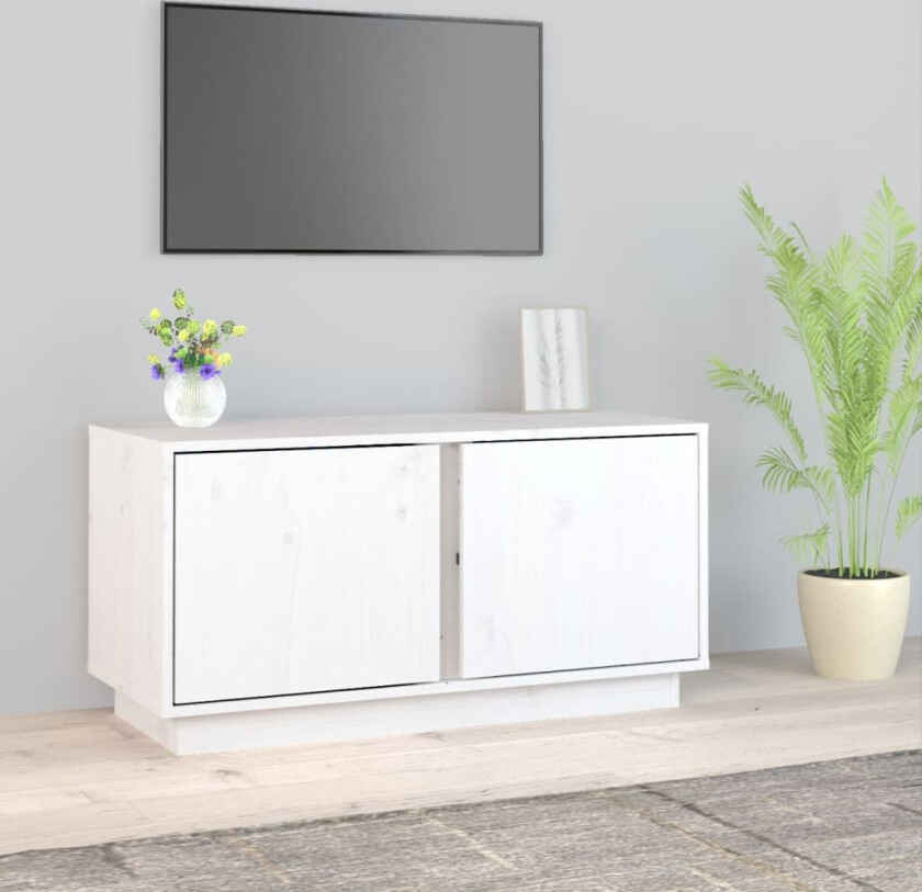 TV-benk hvit 80x35x40,5 cm heltre furu