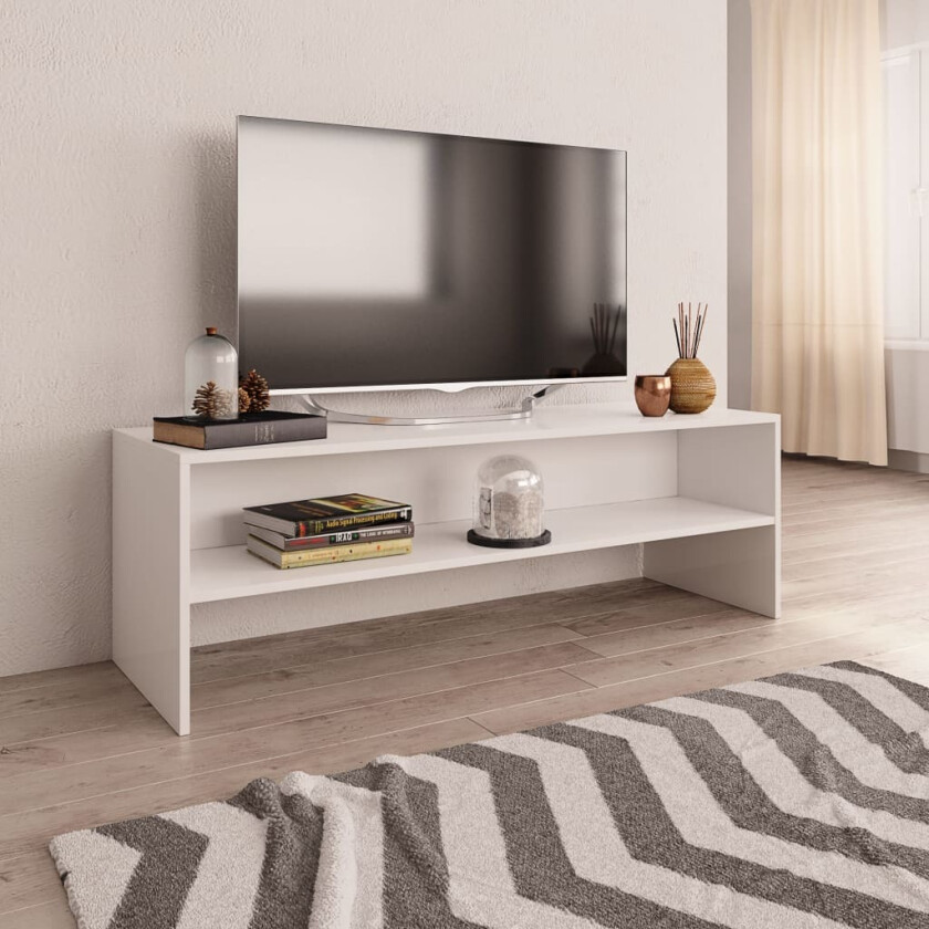 TV-benk hvit 120x40x40 cm sponplate