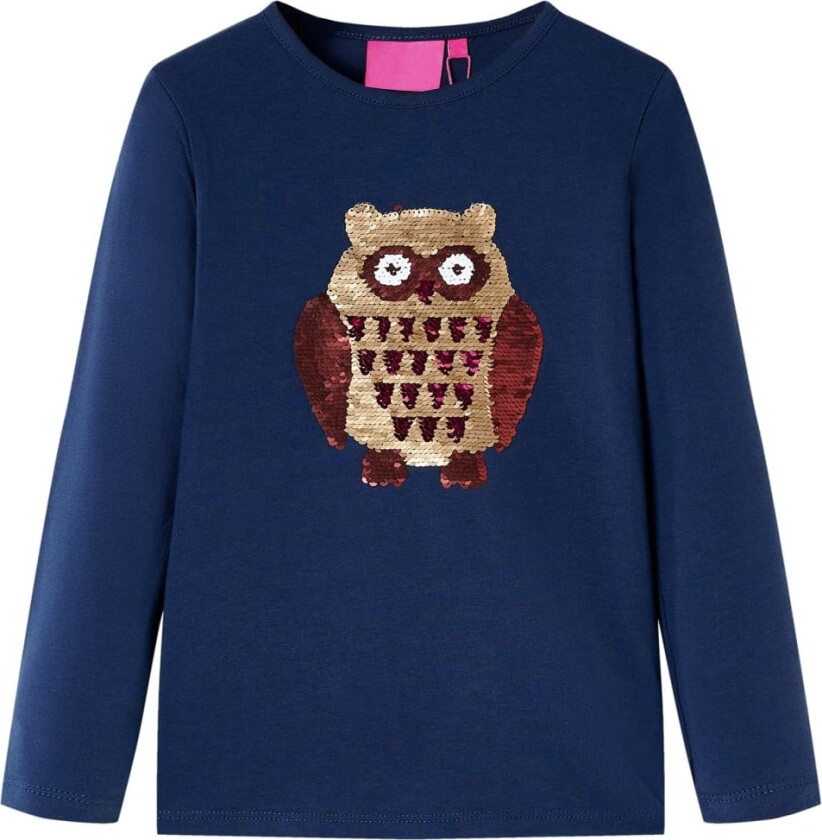 T-skjorte for barn med lange ermer marineblå 116