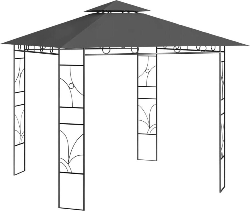 Paviljong 3x3x2,7 m antrasitt 160 g/m²