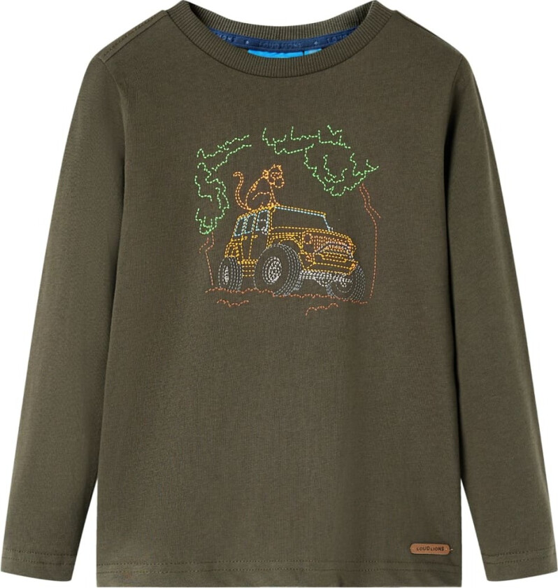 T-skjorte for barn med lange ermer kaki 128