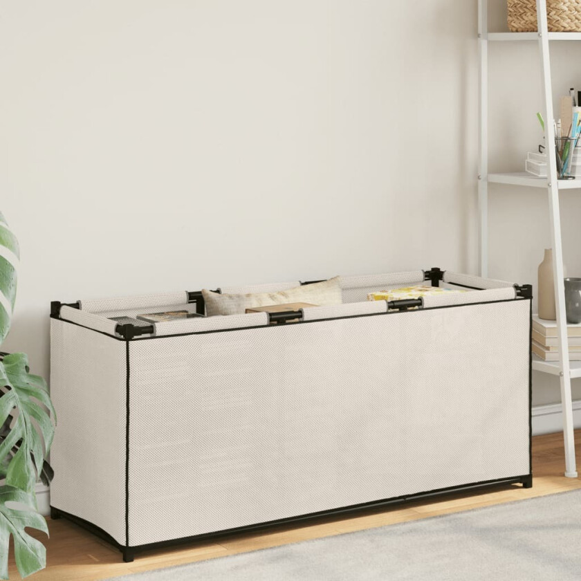 Putekasse kremhvit 105x34,5x45 cm stoff